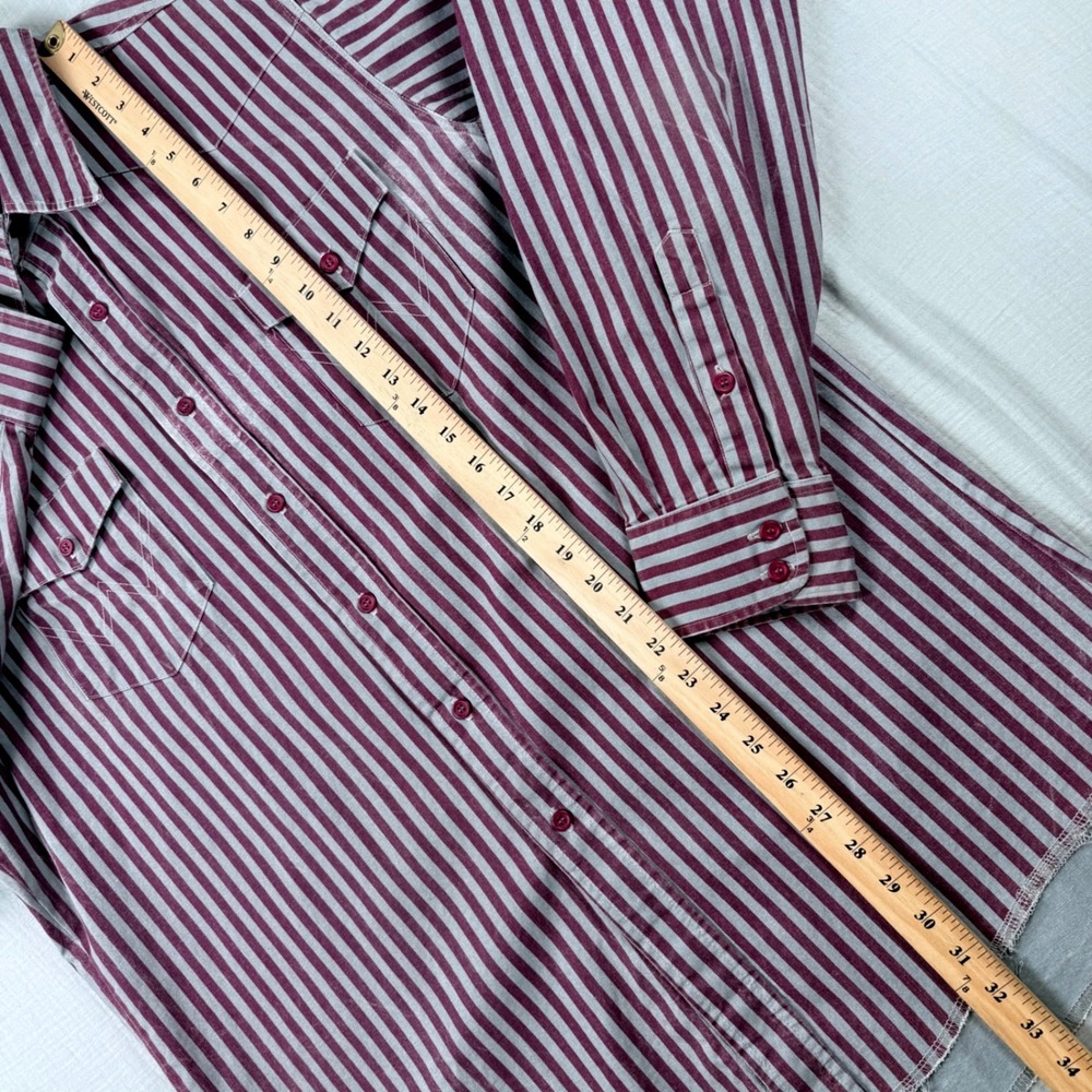 Vintage Wrangler Western Brushpopper Shirt Men 17-35 XL Purple Grey‎ Regular Fit - Picture 5 of 7